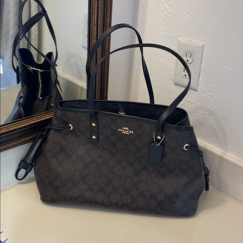 Coach Dark Brown and Black Signature Tote NWT